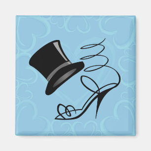 Sky Blue Hearts Top Hat und High Heels Magnet