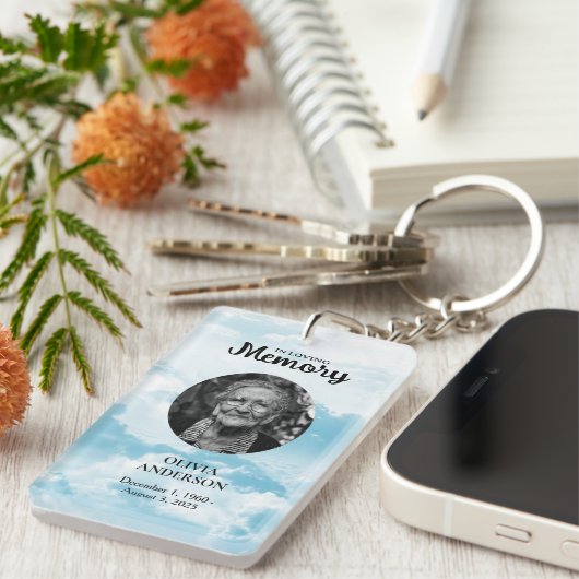 Sky Blue Heaven Memorial Foto Schlüsselanhänger (Vorderseite rechts)