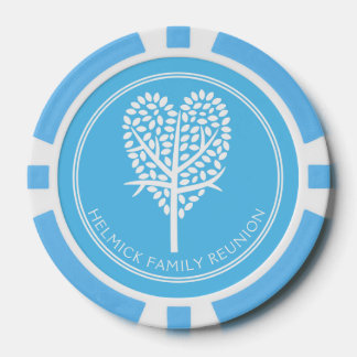 Sky Blue Herz Tree Family Wiedersehen Pokerchips