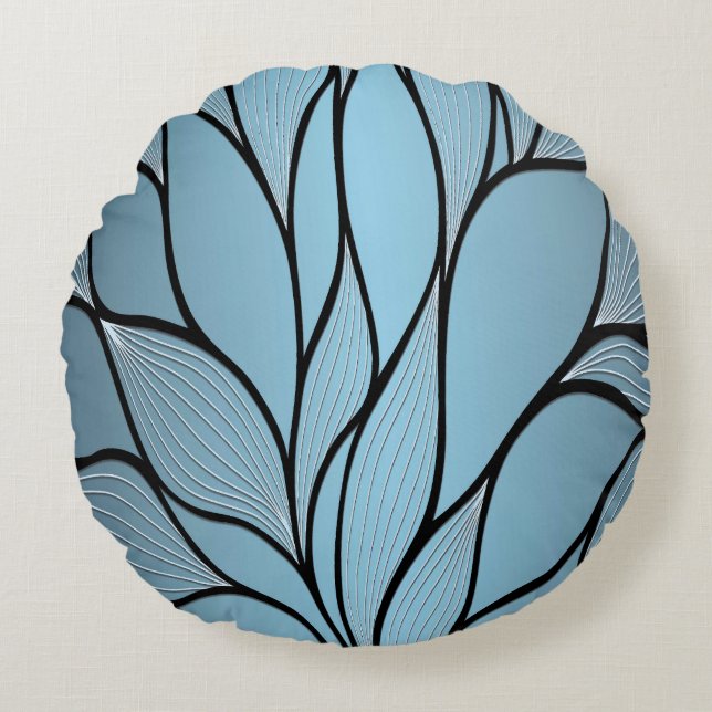 Sky Blue Hues Creative Verlass Pattern Rundes Kissen (Vorderseite)
