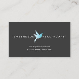 Sky Blue Hummingbird Logo Health & Wellness Grau Visitenkarte