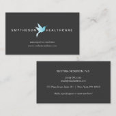 Sky Blue Hummingbird Logo Health & Wellness Grau Visitenkarte (Vorne/Hinten)