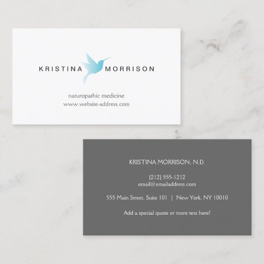 Sky Blue Hummingbird Logo Naturopath, Gesundheit Visitenkarte (Vorne/Hinten)