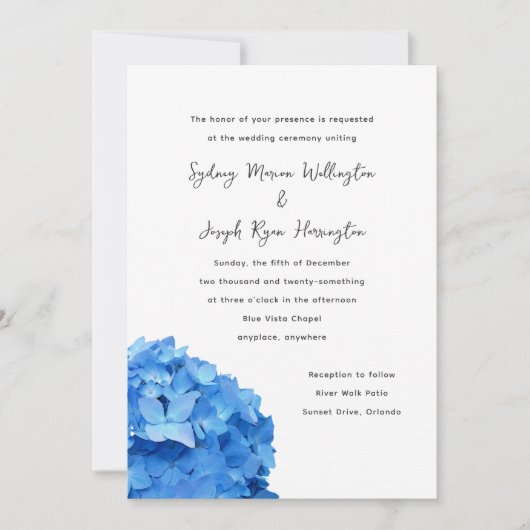 Sky Blue Hydrangea Hochzeitseinladung Einladung (Vorderseite)