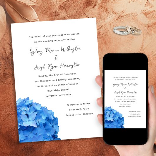 Sky Blue Hydrangea Hochzeitseinladung Einladung