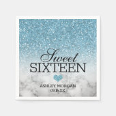 Sky Blue Imitats Glitzer/Marmorsüß 16 Serviette (Vorderseite)