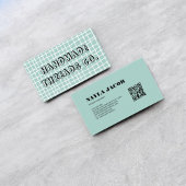 Sky Blue Karo Muster QR Code Handmade Clothing Visitenkarte