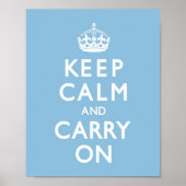 Sky Blue Keep Calm and Carry On Poster (Vorne)