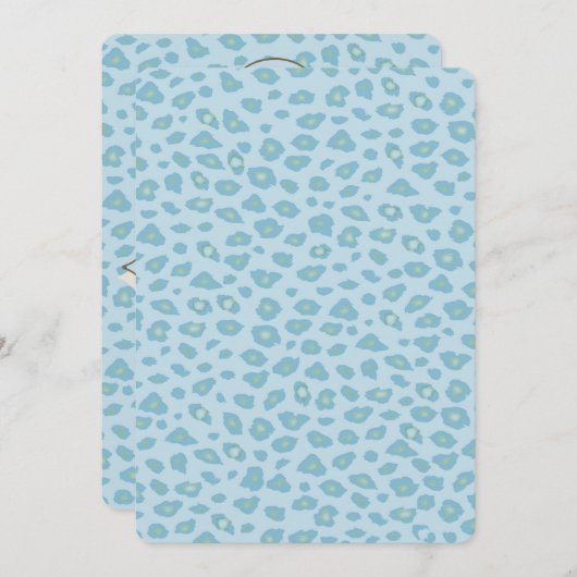 Sky Blue Leopard Print Baby Dusche Einladung (Vorne/Hinten)