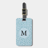 Sky Blue Leopard Print Monogram Gepäckanhänger (Vorderseite vertikal)