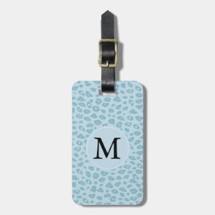 Sky Blue Leopard Print Monogram Gepäckanhänger