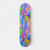 Sky Blue Light Pink Lime Green Lila Wave Art Skateboard (Vorne)