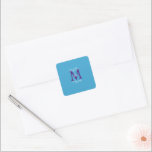 Sky Blue Lila White Bat Mitzvah Name Monogram Quadratischer Aufkleber<br><div class="desc">Dieser Aufkleber kann eine beliebige Hintergrundfarbe sein. Standard Hintergrund ist himmelblau; Name und Event (Bas Mitzvah oder Bat Mitzvah) ist extravagantes,  weißes Skript,  Monogramm ist lila. "kreiere deine eigenen." Alle Rechte vorbehalten © 2024 Alan & Marcia Socolik..</div>