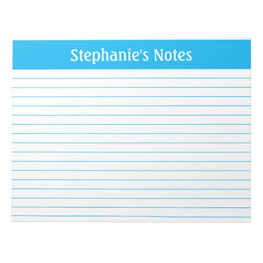 Sky Blue Lined 11 x 8,5 Landschaft Personalisiert Notizblock (Vorderseite)
