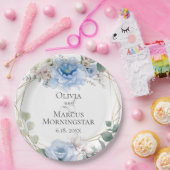 Sky Blue Magnolia und Peony Summer Wedding Pappteller (Party)