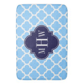 Sky Blue Marokcan #5 Navy Blue 3 Initial Monogram Badematte (Vorderseite Vertikal)