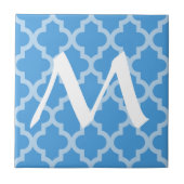 Sky Blue Marokcan Moods Quatrefolie mit Initial Fliese (Vorderseite)