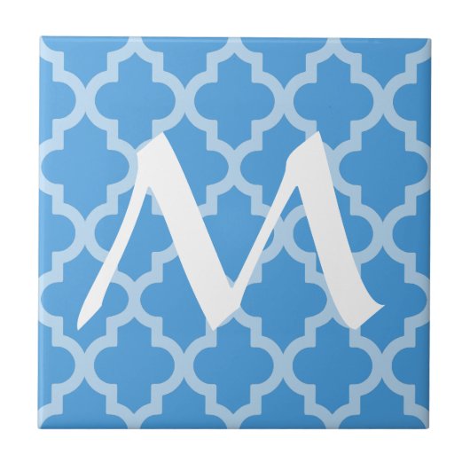 Sky Blue Marokcan Moods Quatrefolie mit Initial Fliese (Vorderseite)