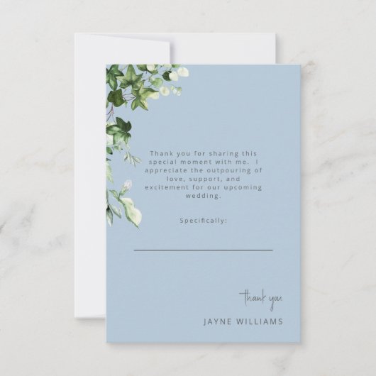 Sky Blue Message Ivy Polterabend Vielen Dank Dankeskarte (Vorderseite)