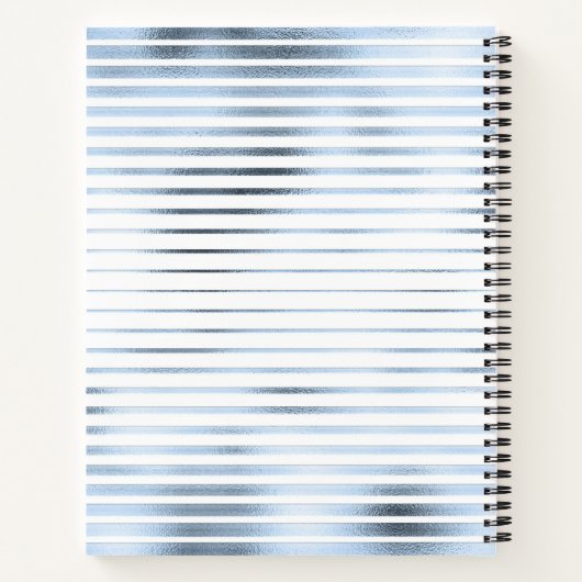 Sky Blue Metallic Stripes Monogram Notebook Notizblock (Rückseite)