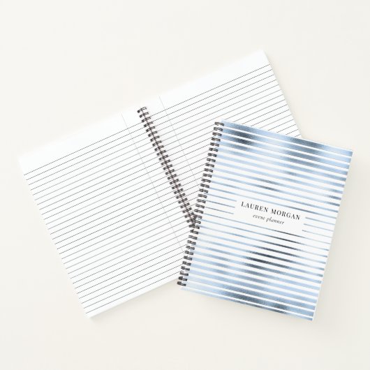 Sky Blue Metallic Stripes Monogram Notebook Notizblock (Innenseite)