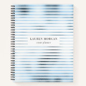 Sky Blue Metallic Stripes Monogram Notebook Notizblock (Vorderseite)