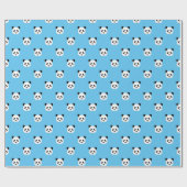 Sky Blue - Minimalistisches Panda-Muster Geschenkpapier (Flach)