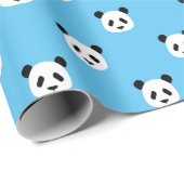 Sky Blue - Minimalistisches Panda-Muster Geschenkpapier (Rolleneckpunkt)