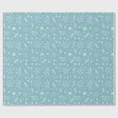 Sky Blue mit Schneeflocken, Dots & Tiny Botanicals Geschenkpapier (Flach)