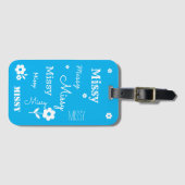 Sky Blue mit weißen Blume, individuell angepasst Gepäckanhänger (Vorderseite (Horizontal))