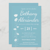 Sky Blue mit White Florals Einladung zum Hochzeits (Vorne/Hinten)