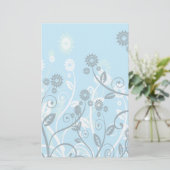 Sky Blue Modern Floral Briefpapier (Stehend Vorderseite)