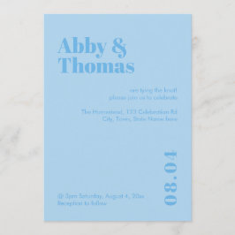 Sky Blue Modern Minimalistisch Simple Bold Wedding Einladung