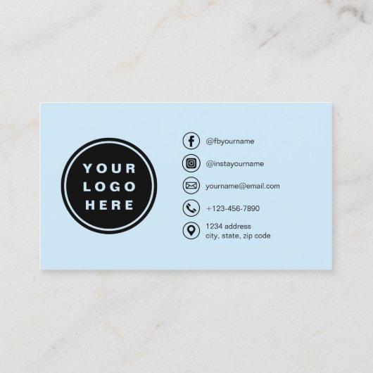Sky Blue Modern Minimalistisches Foto mit QR-Code Visitenkarte (Rückseite)