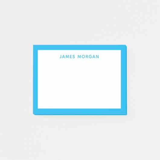 Sky Blue Modern Name Beruflich Post-it Klebezettel (Vorderseite)