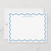 Sky Blue Modern Wavy Border Note Card Einladung (Vorderseite)