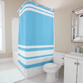 Sky Blue: Moderne Linien in Weiß Duschvorhang