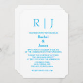 Sky Blue Monogram Minimal Einfache Hochzeit Einladung (Vorne/Hinten)