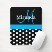 Sky Blue Monogram Schwarz-weiß Polka Dot Mouse Pad Mousepad (Mit Mouse)