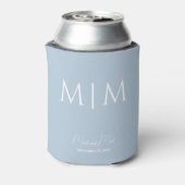 Sky Blue Monogram Script Names Wedding Can Cooler Dosenkühler (Kanne Rückseite)