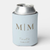 Sky Blue Monogram und Names Wedding Can Cooler Dosenkühler (Kanne Vorderseite)