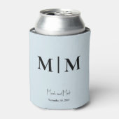 Sky Blue Monogram und Names Wedding Can Cooler Dosenkühler (Kanne Vorderseite)