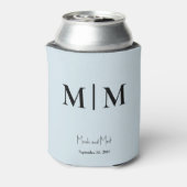 Sky Blue Monogram und Names Wedding Can Cooler Dosenkühler (Kanne Rückseite)
