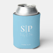 Sky Blue Monogram Wedding Can Cooler Dosenkühler (Kanne Vorderseite)