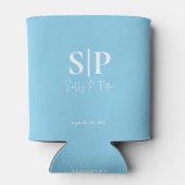 Sky Blue Monogram Wedding Can Cooler Dosenkühler (Rückseite)