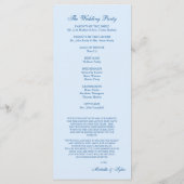 Sky Blue Monogram Wedding Program Programm (Rückseite)