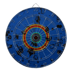 Sky Blue Multicolor Vinyl Disk Texture Muster Dartscheibe