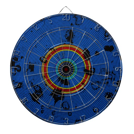 Sky Blue Multicolor Vinyl Disk Texture Muster Dartscheibe (vorne)