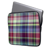 Sky Blue Navy Burgundy Pistach Preppy Madras Karie Laptopschutzhülle (Vorderseite Links)