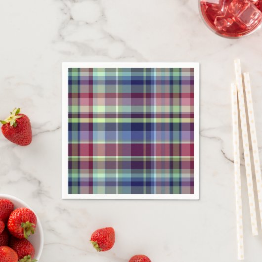 Sky Blue Navy Burgundy Pistach Preppy Madras Karie Serviette (Beispiel)